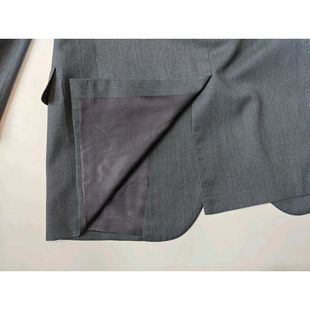 Vtg Oxxford Clothes Mens Wool Sports Coat 41L Slate Gray Houndstooth G502